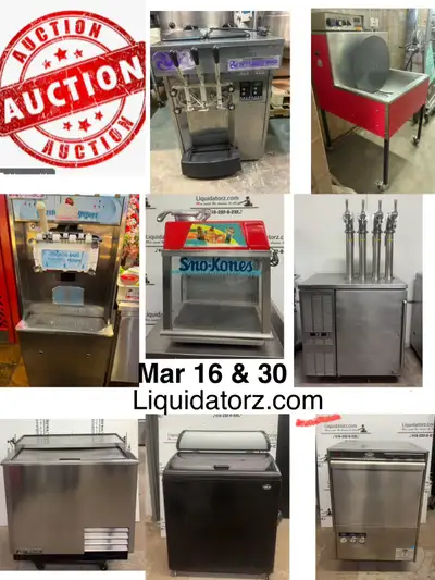 Liquidatorz.com online auction restaurant bar ice cream Mar 16, View more