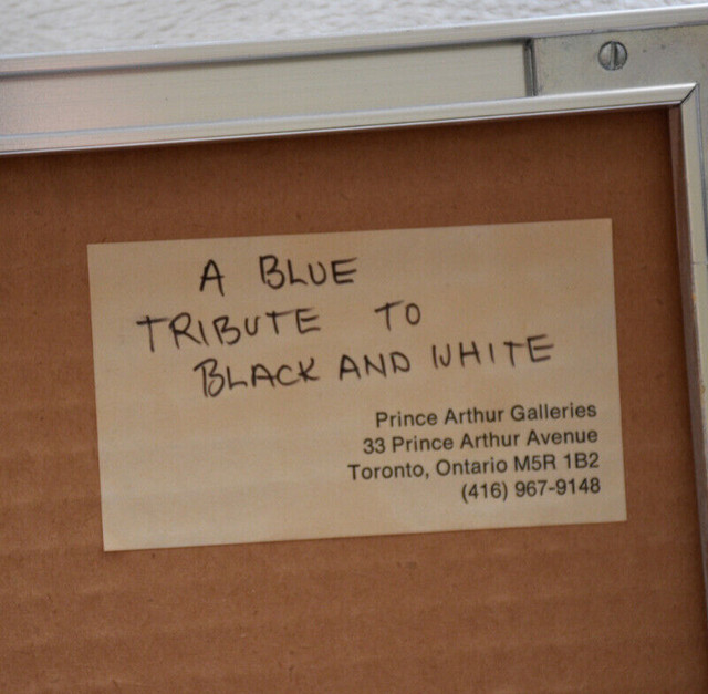 "A Blue Tribute to Black and White"  artwork by Helen Lucas in Arts & Collectibles in Peterborough - Image 3