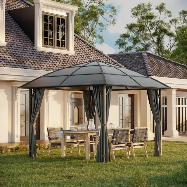 10' x 10' Outdoor Gazebo Canopy, Hardtop Gazebo with UV60+ Polyc in Patio & Garden Furniture in Markham / York Region - Image 2
