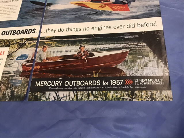 1957 Mercury Outboard Boat Motors Original Ad Mark 10 & 75 in Arts & Collectibles in Calgary - Image 2