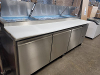 Commercial 94" Triple Door Refrigerated Pizza Prep Table