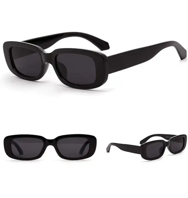 Rectangle 90s Y2K Sunglasses – Retro Black Frame Unisex | UV400  in Multi-item in City of Toronto - Image 9
