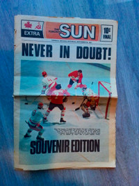 1972 hockey collectible TORONTO SUN NEWSPAPER -SOUVENIR EDITION 
