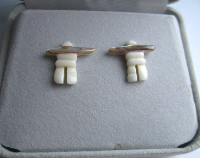 Glacier Pearle Mother of Pearl Abalone Inukshuk Stud Earrings in Jewellery & Watches in Truro