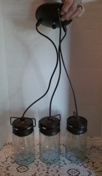 Pendant Light Fixture - 3 Lights Farmhouse Jar Style