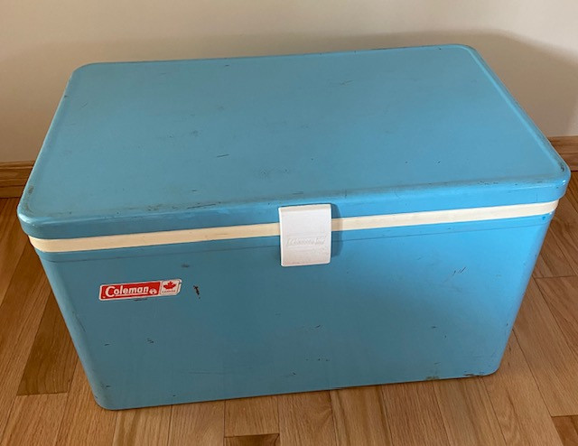 Vintage Blue Metal Coleman Cooler From the 70's in Fishing, Camping & Outdoors in Dartmouth