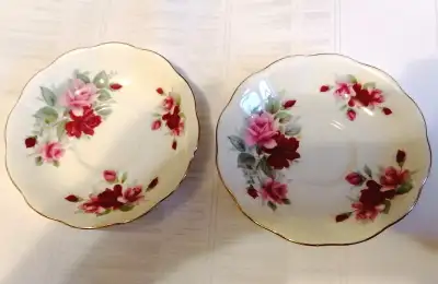Vintage A Pair ROYAL ALBERT BONE CHINA ROSES SAUCERS ENGLAND, View more