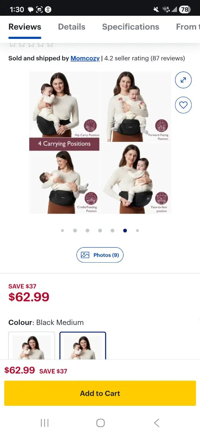 Momcozy Hip Seat Baby Carrier in Strollers, Carriers & Car Seats in City of Toronto - Image 5