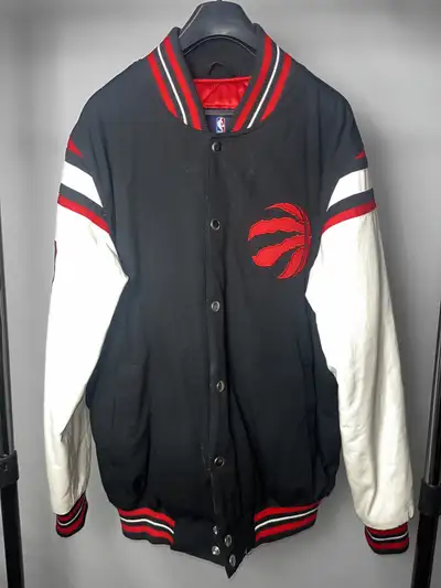Raptors 2019 NBA Champions Varsity Jacket, Black/Cream, Men's XL, View more