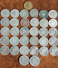 Collection of 33, Venezuelan 5 Centimos Coins, 1938-1965