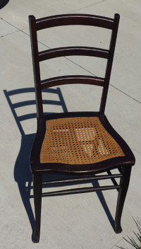 Antique Solid Wood Chair with Hand-caned Seat