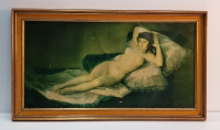 La Maja Desnuda nude woman painting Goya Spain wood frame canvas