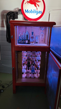 Vintage Ice Box Gas Pump Liquor Cabinet 
