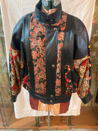Manteau cuir '80 ORNELLA NEW YORK ITALIE "patchwork femme "small