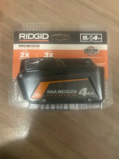 RIGID 18V 4aH MAX OUTPUTLITHIUM rechargeable batteries, View more