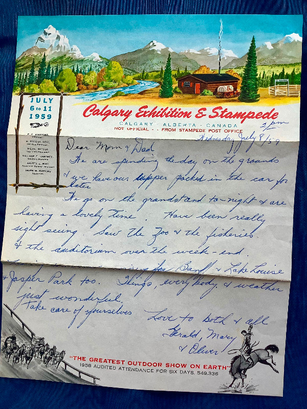 Calgary Stampede Envelope & Letter 1959 in Arts & Collectibles in Ottawa - Image 3