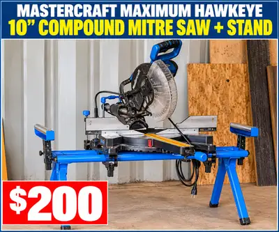 Mastercraft Maximum Hawkeye 10” Compound Mitre Saw + Stand, View more