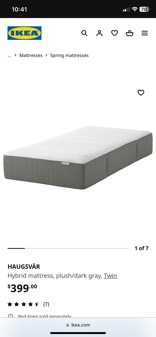 Ikea Twin Hybrid mattress in plush/dark gray color | Beds & Mattresses |  Winnipeg | Kijiji