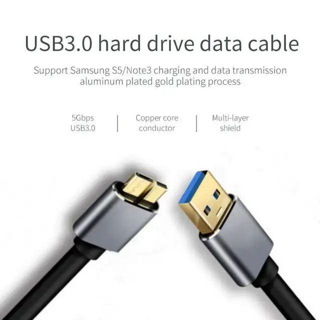 New Cable USB 3.0 Type A to Micro B For External Hard Drive Disk in Other in City of Montréal - Image 3