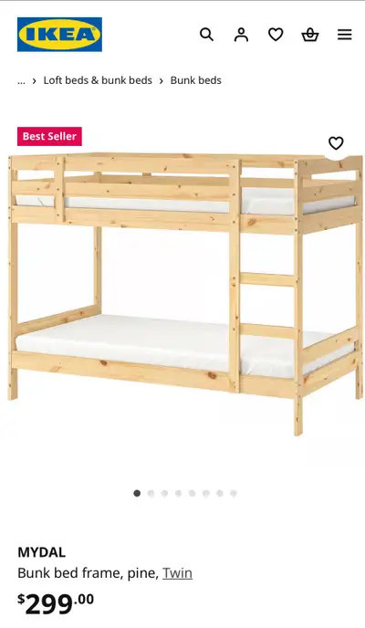 Twin wood Bunk Bed Frame brand new IKEA MYDAL, View more