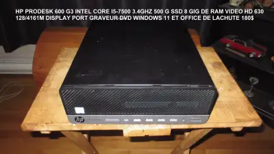 HP PRODESK 600 G3 INTEL CORE I5-7500 3.4GHZ 500 G SSD 8 GIG, View more