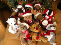 7 Vintage Sears Christmas Plush Toys - yearly collection