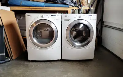 Whirlpool duet washer and electric dryer set stackable, View more