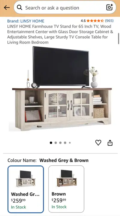 LINSY HOME 58” Farmhouse TV Stand for 65 Inch TV , View more