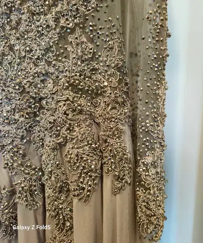Daymor Couture Evening Gown Silver prom Dress size 14 , View more