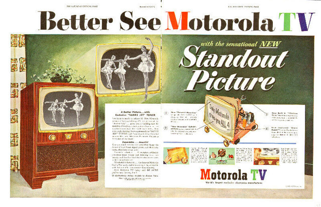 Large (20 x 13 ½ ) 1952 2-page ad for Motorola TVs in Arts & Collectibles in Dartmouth