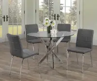 Brand New Glass Dining table with 4 chairs set