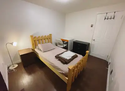 One furnished room is available right now. 1 minute walk to a Bus stop. End unit, far away from the...