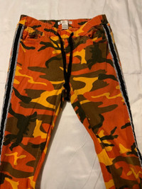 Orange Cargo Camouflage Jeans Women's