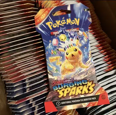 Pokemon surging sparks sleeve booster pack $12 each, multiple available Pickup in Vancouver