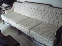 VINTAGE FRENCH PROVINCIAL 4 SEATER CHESTERFIELD 7 FT. LONG APPRO