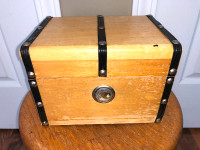 Vintage Handmade Wooden Chest with Lock & Key 7"L X 5 1/2"W X 5"