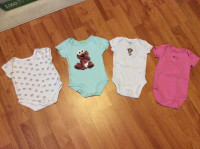 4 baby girl diaper shirts, size 3 months