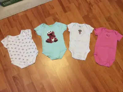 4 baby girl diaper shirts, size 3 months, View more