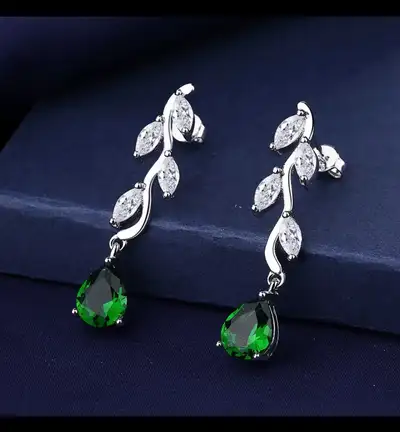 New 925 sterling silver earrings set with zircon stones, View more