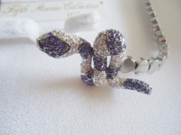 Amethyst Swarovski Crystal Serpant Necklace & Earrings Set - NEW
