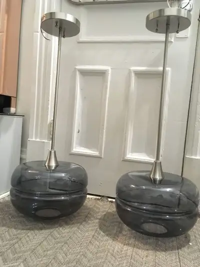 2 Pendant Ceiling Lights with Tinted Lampshades. - $350 for both, View more