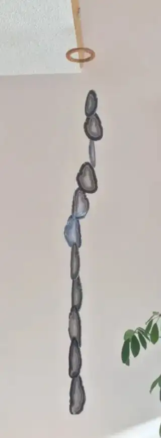 11 Natural Agate Slabs Wind Chime. From top to bottom 4 feet 11 inches long