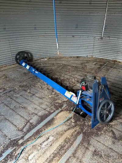 Extendable mobile bin sweep for sale. Sweep is brand new. Gear box on the end allows for slowed down...