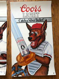 Coors Light 1986  Vintage 4 x BeerWolf  Sports Posters