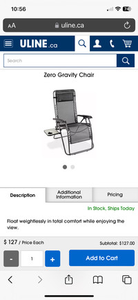 Zero Gravity Uline Patio Chair 