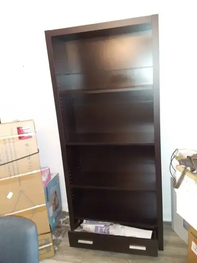 Bibliothèque Contemporaine Gris foncé avec tiroir, View more