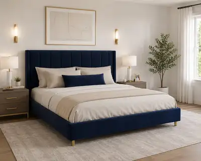 West Elm Velvet Bed Frame (Great Conditon), View more