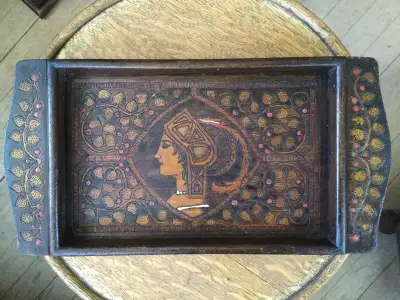 Art Nouveau/Deco French Wooden Tray, c. 1920s, View more