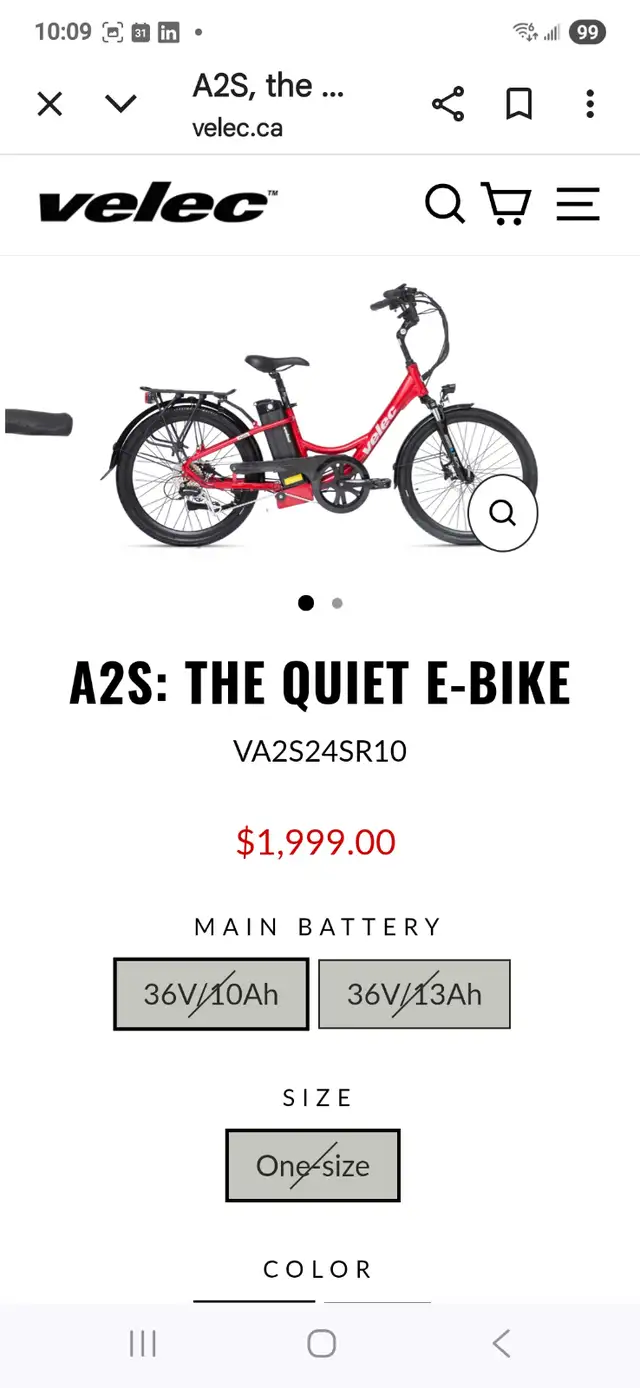 Velec A2S Red Ebike64551240213123120