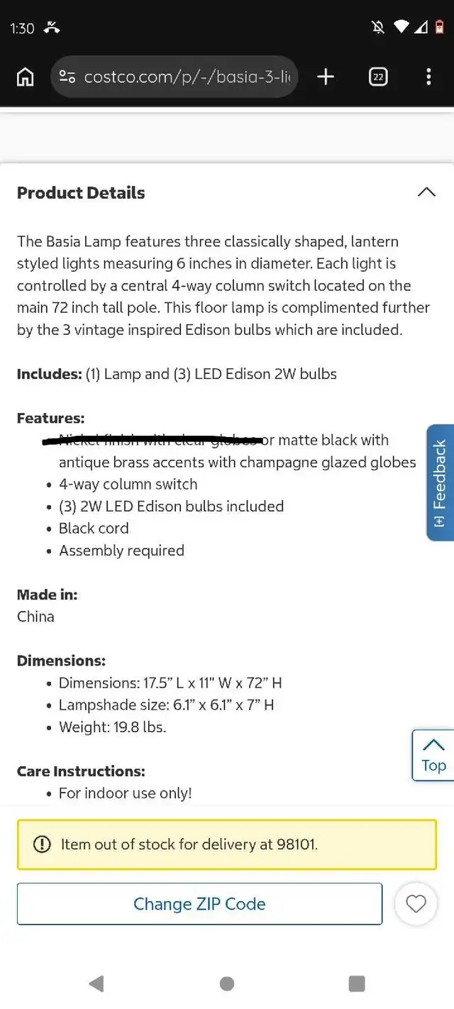Basia 3-Light LED Floor Lamp in Indoor Lighting & Fans in Kitchener / Waterloo - Image 8